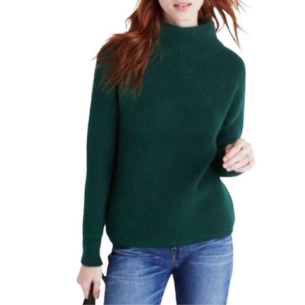 Madewell Southfield Mockneck Sweater Wool Blend Sz Small Green